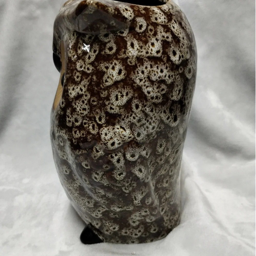 Elegant Expressions‎ Ceramic Owl Vase Brown White Dappled Glaze BS51456W Rustic